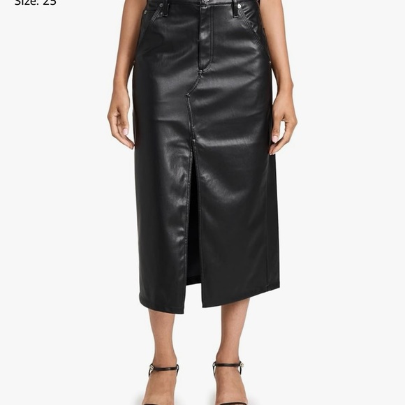 Rag & Bone Sid Faux Leather Midi Skirt NWT - Picture 2 of 6